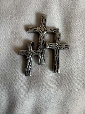 Vintage 1995 A La Carte Pewter Triple Cross Pendant